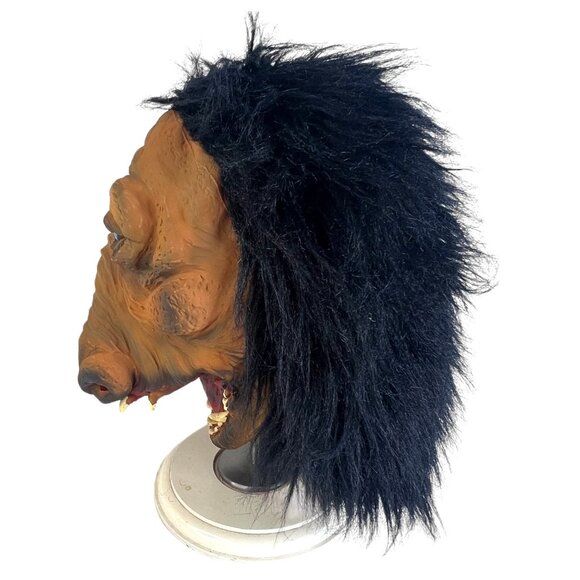 Adult Ugly Hairy Monster Mask With Blue Eyes Sharp Teeth Halloween Costume Party - Picture 5 of 8